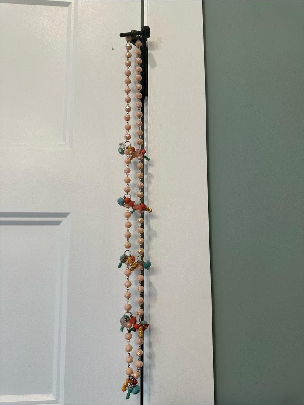 Beaded Holiday Garland Necklace - Natural Wood and Multicolor Accents